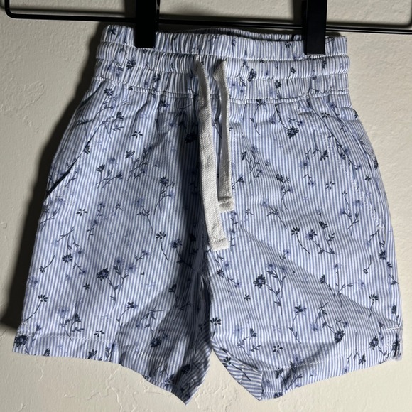 KITH Kids Striped Floral Shorts XS (4/5) Blue White Drawstring Elastic Waist - Picture 1 of 8